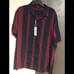 7 DIAMONDS ALL Shook Up Slim Fit Stripe Camp Shirt